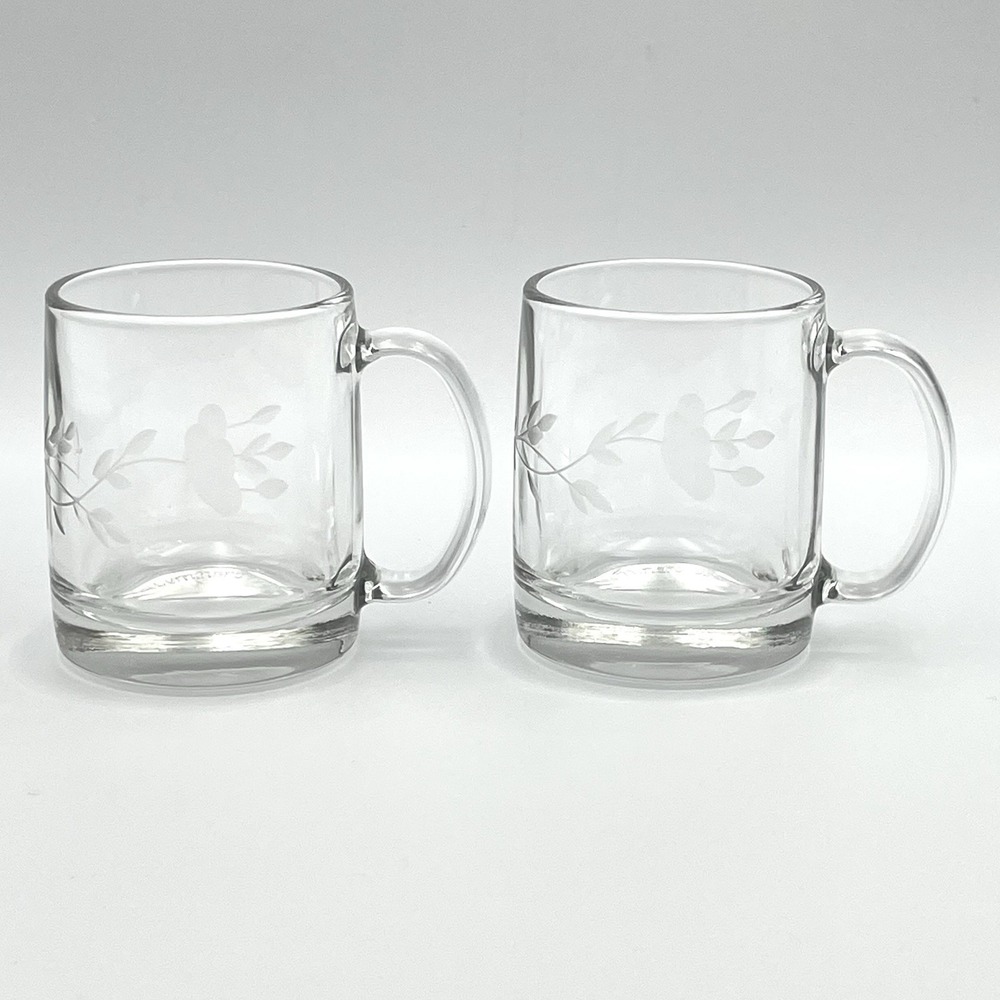 Vintage 1980s Princess House Heritage Demitasse Mug Cups Set of 2 Luminarc Rare